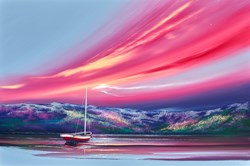Twilight Lake Boat by Jonathan Shaw - Original Painting on Board sized 36x24 inches. Available from Whitewall Galleries
